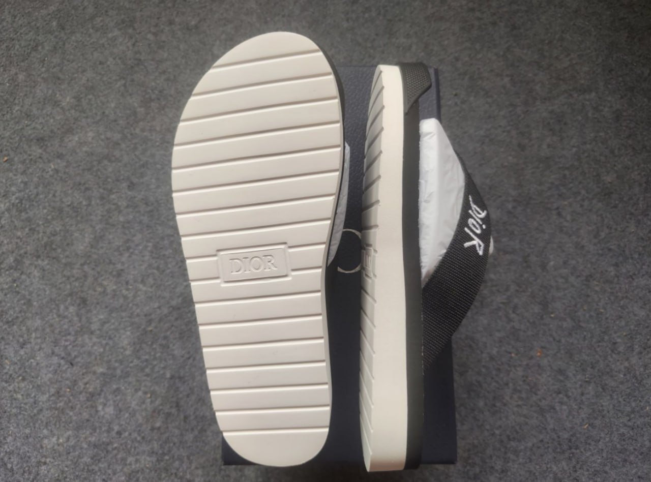 Dior Black Logo Print Slide Sandals for Men  